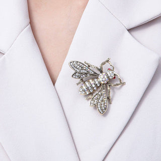Antique Gold 50mm Micro Paved CZ Bumble Bee Insect Brooch Pin | BH-045
