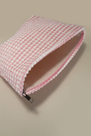 TRAVEL PLUSH BUBBLE CHECKER COSMETIC MAKEUP POUCH | 40P543