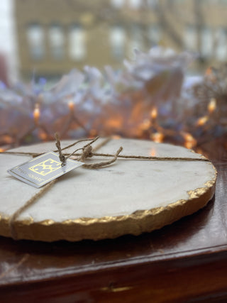 Round Marble & Gold Cheese Board