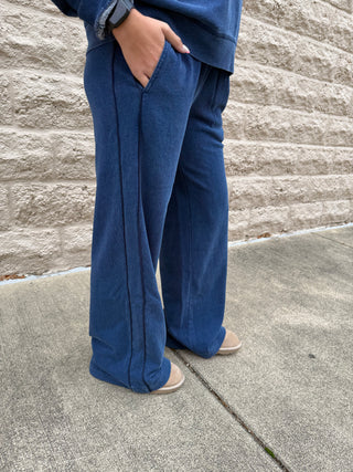 Indigo Sport Stripe Knit Pant by Z Supply