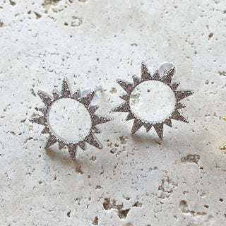 Sun earrings, crystal, boutique,salon, trendy, sunshine,: Silver