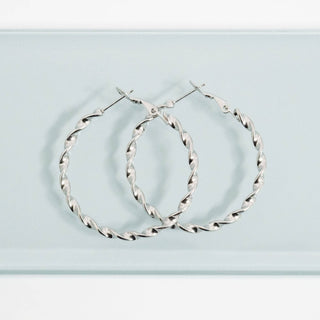 18K Gold PVD Stainless Steel Twist Hoop Earrings