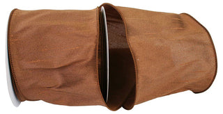 Dupioni Supreme Wired Edge Ribbon, Brown, 4 In, 10 Yards