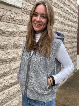 Hooded Boucle Vest - Grey by Dex