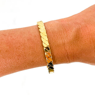 Gold Silver Bracelet Mix: Large Gold Flat Texture Cuff Bracelet