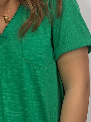 V-Neck Short Sleeve Top Green
