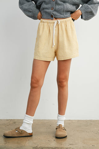 Casual Striped Drawstring Shorts - BMP7940: YELLOW MULTI / M