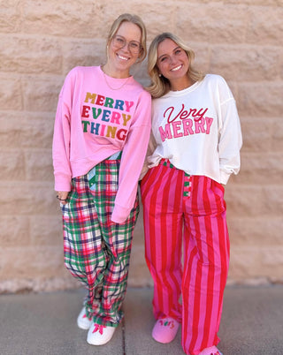 "VERY MERRY" LOUNGE SWEATSHIRTS,IVORY