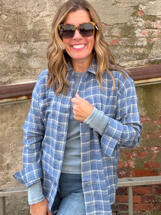 River Plaid Button Up River Blue by Z Supply