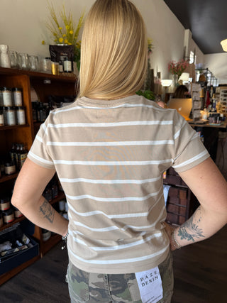 Asher Tee Tan & White Stripe