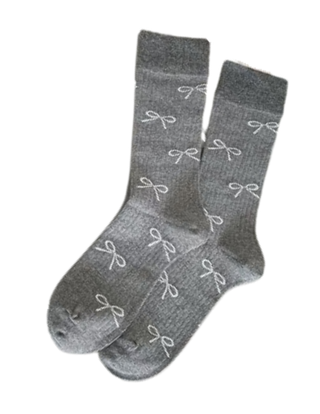 Dark Gray Bow Socks