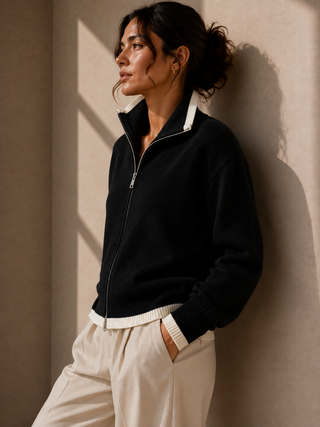 The Reese Zip Knit Sweater - Two Way Zipper Knit Top