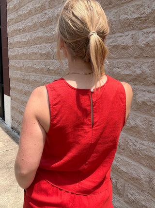 Sloane Linen Top Chili Pepper