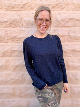 Long Sleeve Crewneck Navy Melange by Liverpool