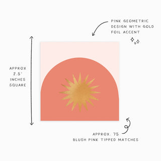 Decorative Matchbox – Pink Geometric Shapes with Gold Foil