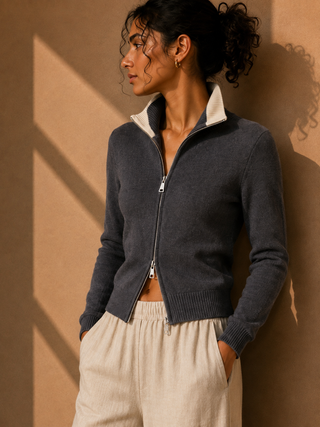The Reese Zip Knit Sweater - Two Way Zipper Knit Top