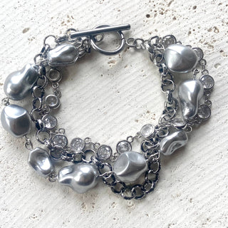 Gray Baroque pearl bracelet triple strand