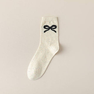 Preppy Bow Print Colored Dots Socks