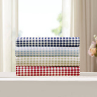 GINGHAM PRT SHEET SET QN RED - Laurel & Mayfair