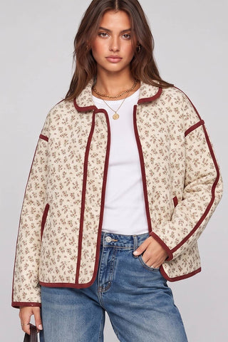 NJ90412-Floral Quilted Jacket