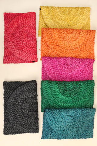Straw Woven Raffia Clutch Handbag