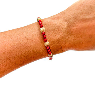 Merry 18K Gold & Enamel Christmas Bracelet: Mini Red paperclip