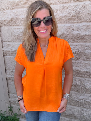 Drop Shoulder Top Orange