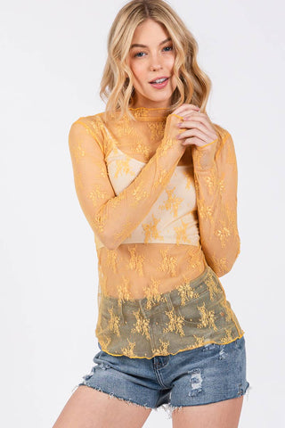 White Lace Long Sleeve Layering Top