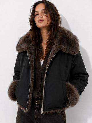 Dumbo Reversible Faux Fur & Leather Bomber Jacket Fur Jacket