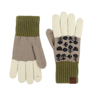 Vintage Jacquard Two Fingers Leaky Knitted Gloves