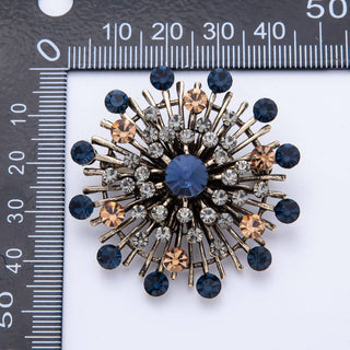 45mm Blue, Black Vintage Antique Sunburst Celestial Brooch Pin | BH-025 BH-026