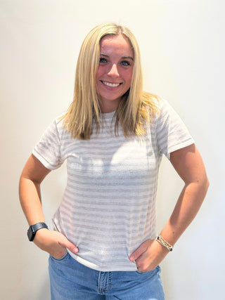 Tourist Striped Tee Natural Heather Indigo by Z Supply