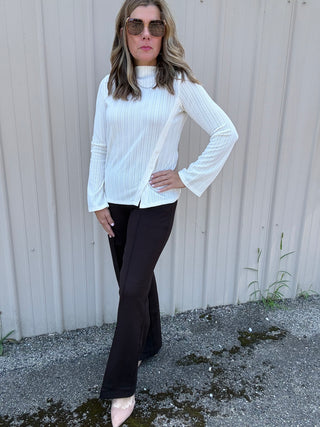 Kayla Pull On Wide Leg Trouser 31 Ins - Brown Truffle