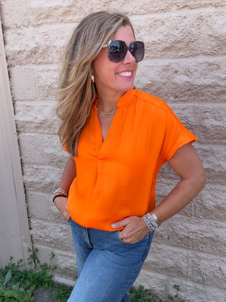 Drop Shoulder Top Orange