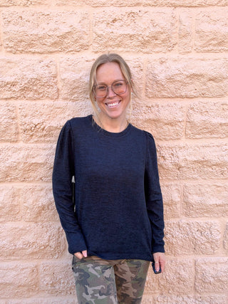 Long Sleeve Crewneck Navy Melange by Liverpool