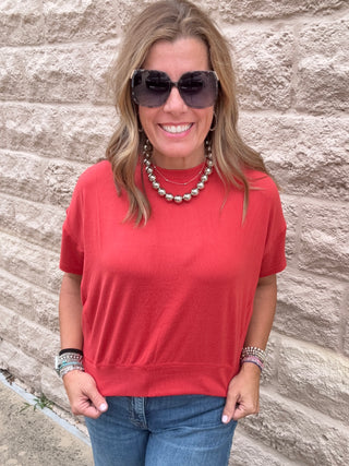 Brushed Haci Dolman Top Brick