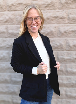 Fitted Twill Blazer Onyx by Liverpool