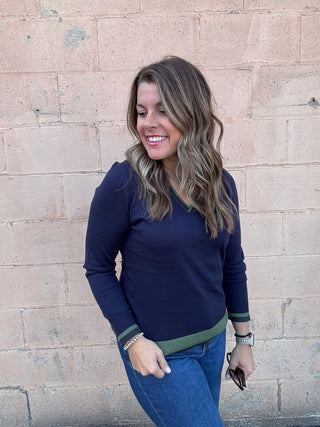 Colorblock Sweater Navy by Liverpool