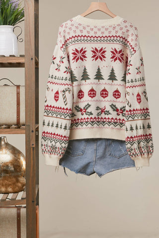 Christmas Forest Knit Sweater Cardigan