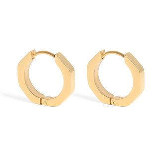 18K Gold PVD Stainless Steel Geometric Huggie Hoop Earrings / ERJ0008