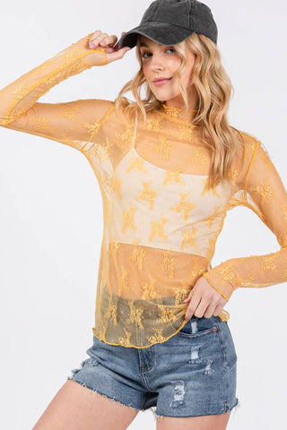 White Lace Long Sleeve Layering Top
