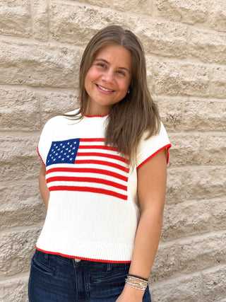 Sleeveless Patriot Sweater Cloud by Z Supply
