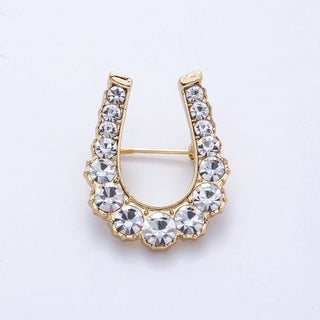 Gold Gradient Rhinestone Horseshoe Pin Brooch | BH-043