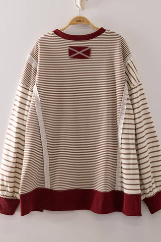 NT12765-Mixed Stripe Contrast Sweatshirt