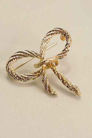 ROPE GOLD BOW RIBBON BOW KNOT BROOCH