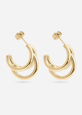18K Gold PVD Stainless Steel Statement Huggie Hoop Earrings / ERJ0038