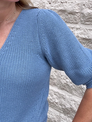 Steel Puff Sleeve Sweater by Dex