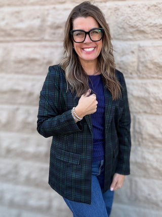 Boyfriend Blazer Black Watch Plaid by Liverpool