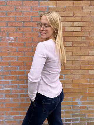 Washed Thermal Henley Top Lavender