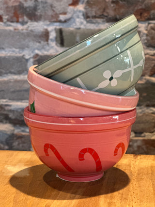 Stoneware Bowl w/ Holiday Pattern
